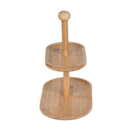 2 Tier Bamboo Serving Platter Stand- Beige