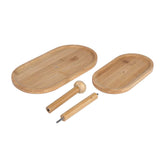 2 Tier Bamboo Serving Platter Stand- Beige