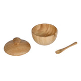Bamboo Serving Bowls and Spoons Set of 3 with Lid- Beige
