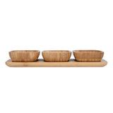 Bamboo Serving Plate with 3 Bowls- Beige