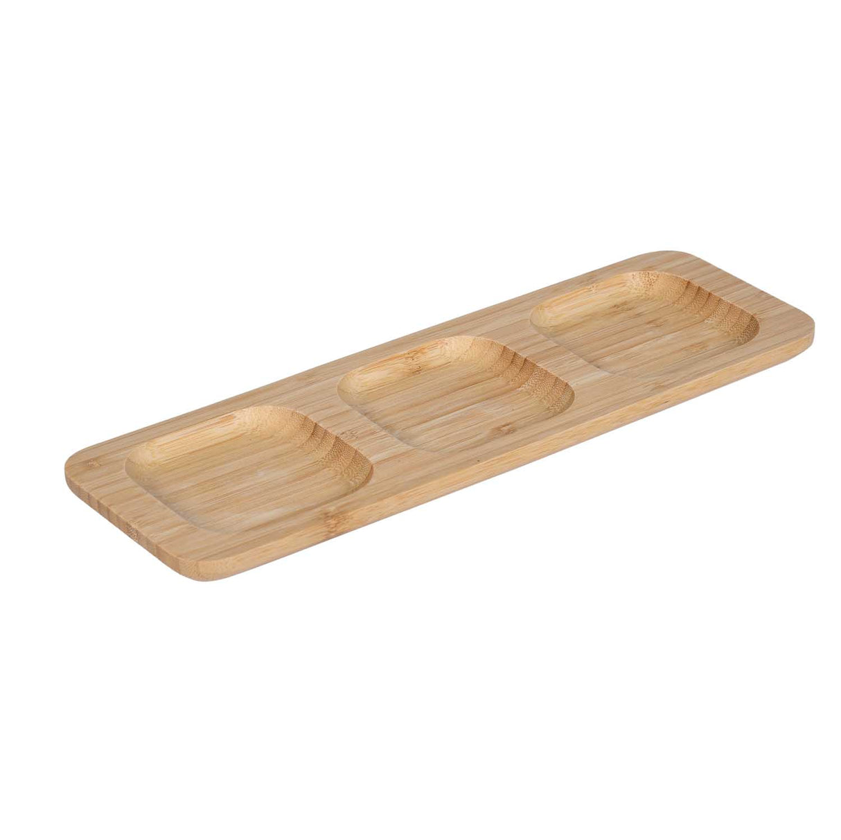 Bamboo Serving Plate with 3 Bowls- Beige