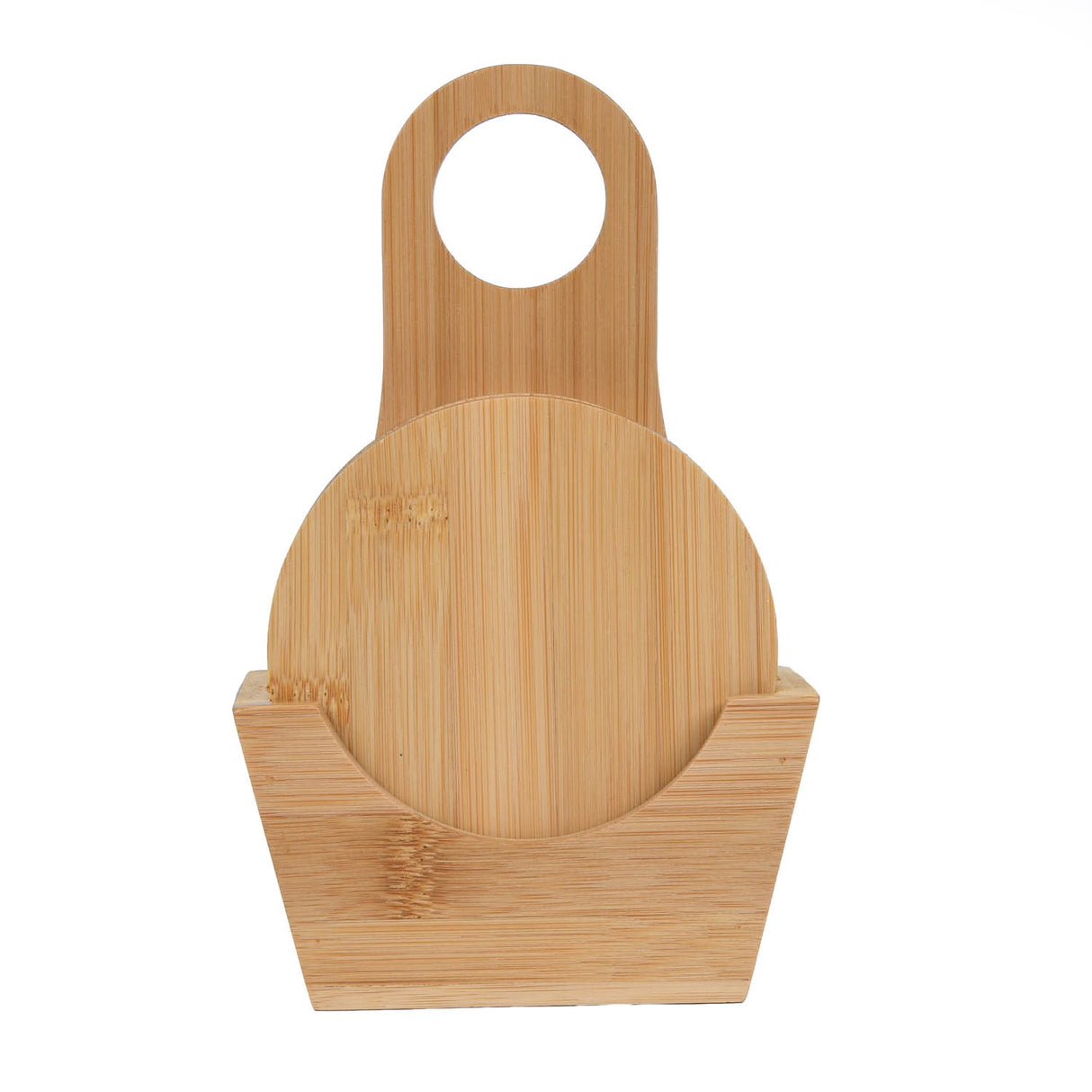 Bamboo Coaster Set of 6 with Holder- Beige