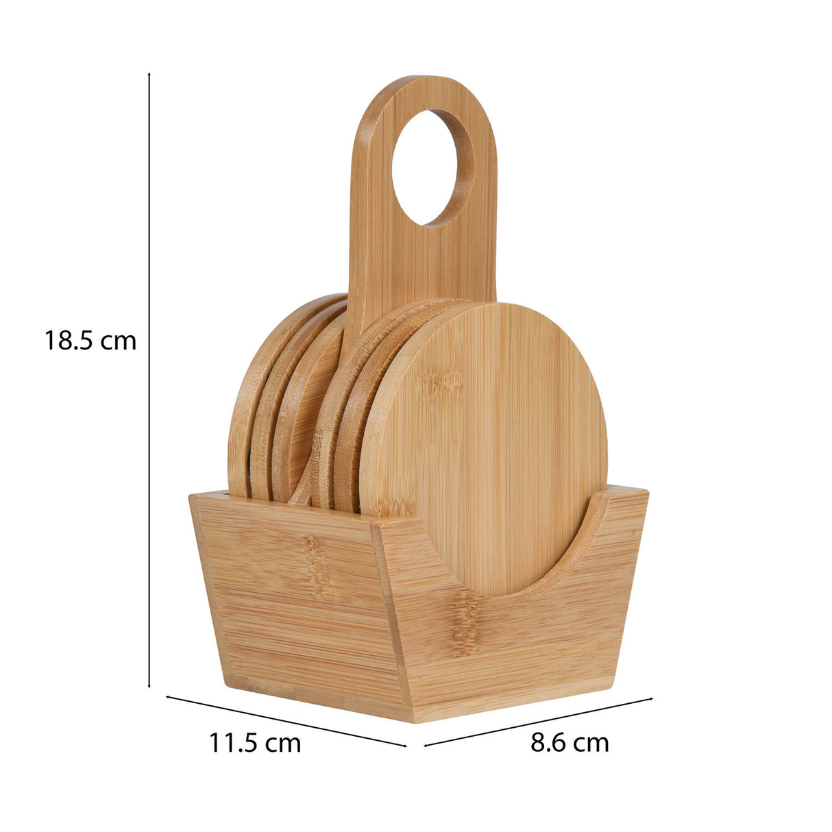 Bamboo Coaster Set of 6 with Holder- Beige