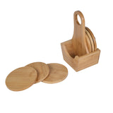 Bamboo Coaster Set of 6 with Holder- Beige