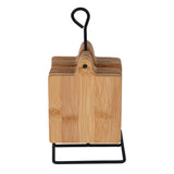 Bamboo Coaster Set of 6 with Stand- Beige