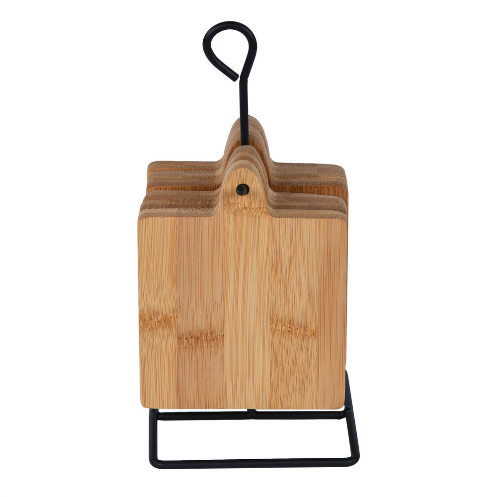 Bamboo Coaster Set of 6 with Stand- Beige