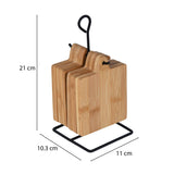 Bamboo Coaster Set of 6 with Stand- Beige