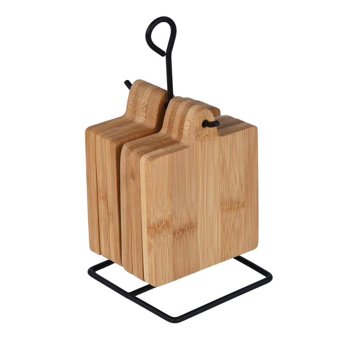 Bamboo Coaster Set of 6 with Stand- Beige