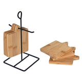 Bamboo Coaster Set of 6 with Stand- Beige