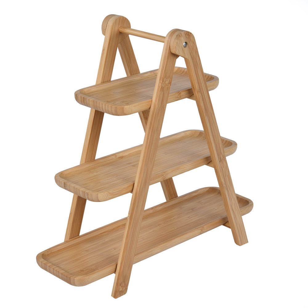 3 Tier Bamboo Serving Platter Stand- Beige