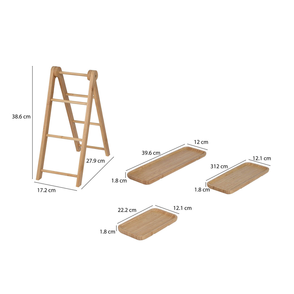3 Tier Bamboo Serving Platter Stand- Beige