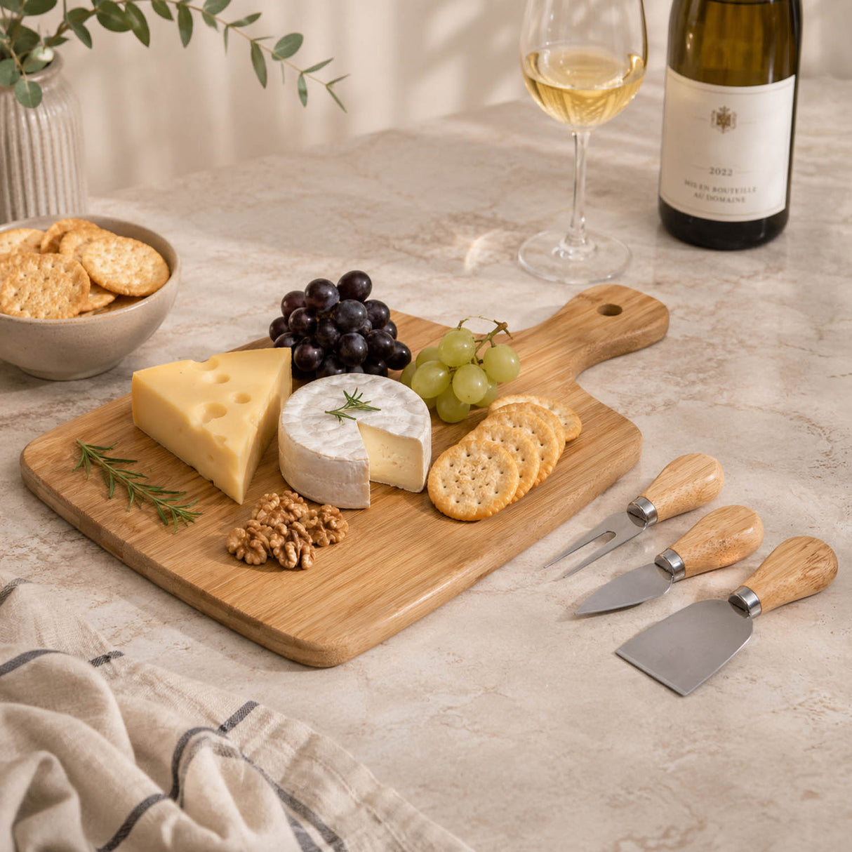 Cheese Cutting Board Set with Tools- Beige