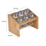 Condiment Glass Jar Set of 6 with Bamboo Holder- Beige