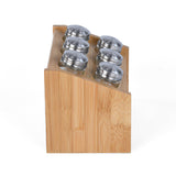 Condiment Glass Jar Set of 6 with Bamboo Holder- Beige