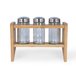Condiment Glass Jar Set of 6 with Bamboo Holder- Beige