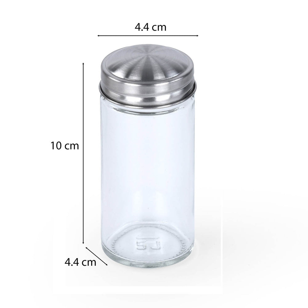 Condiment Glass Jar Set of 6 with Bamboo Holder- Beige