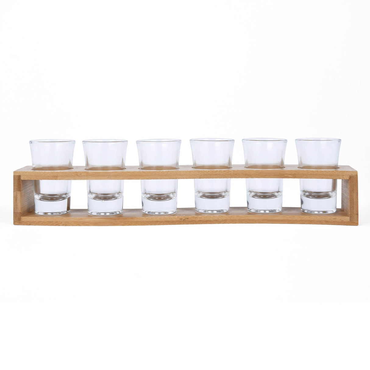 Bamboo Serving Tray with 6 Shot Glasses- Beige