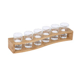 Bamboo Serving Tray with 6 Shot Glasses- Beige