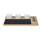Cheese Plate Board Set with 3 Dip Bowls- Beige