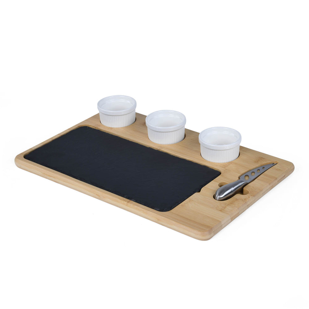 Cheese Plate Board Set with 3 Dip Bowls- Beige