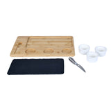 Cheese Plate Board Set with 3 Dip Bowls- Beige
