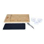 Cheese Plate Board Set with 3 Dip Bowls- Beige