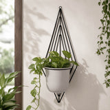 Wall Mountable Metal Planter- Ivory & Black