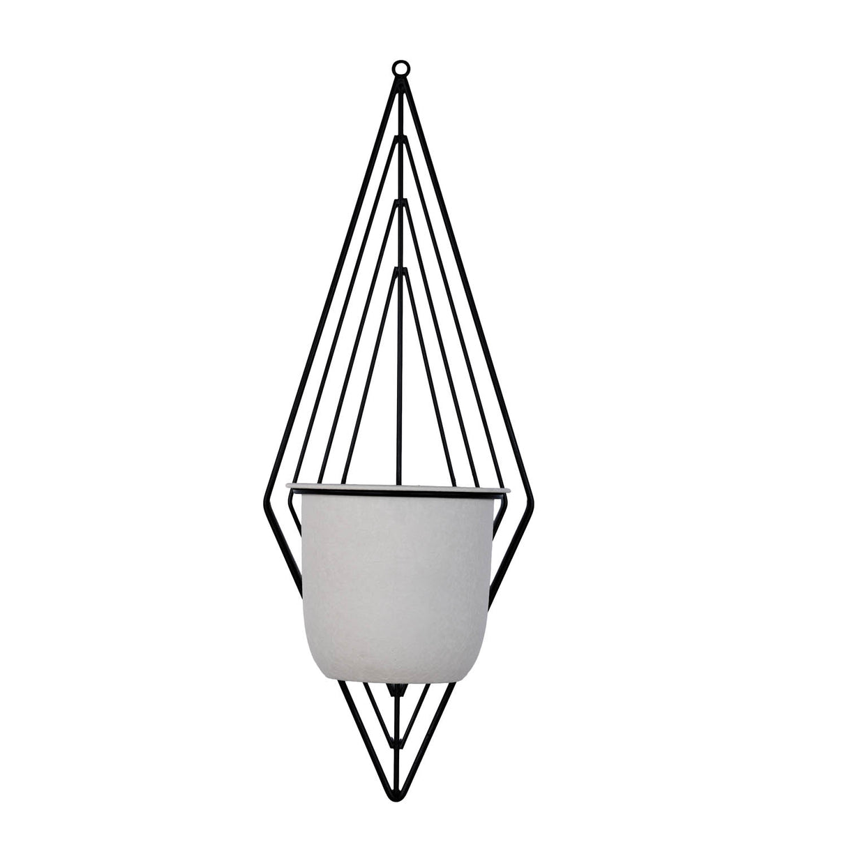 Wall Mountable Metal Planter- Ivory & Black