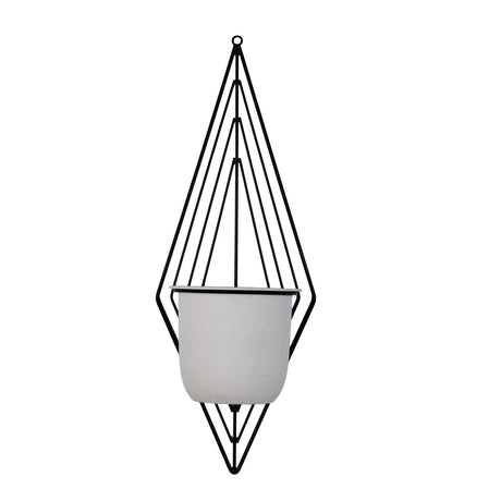 Wall Mountable Metal Planter- Ivory & Black