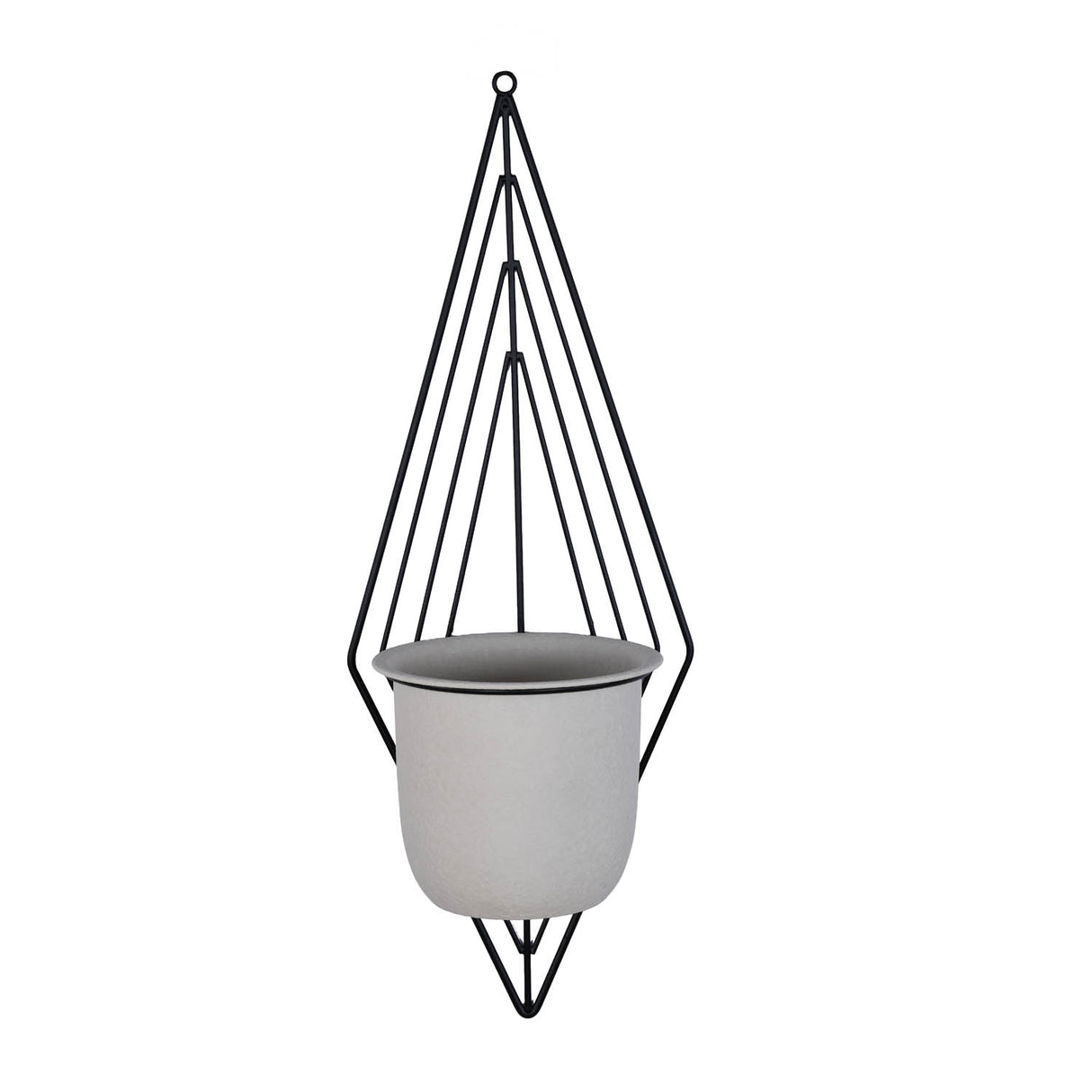 Wall Mountable Metal Planter- Ivory & Black
