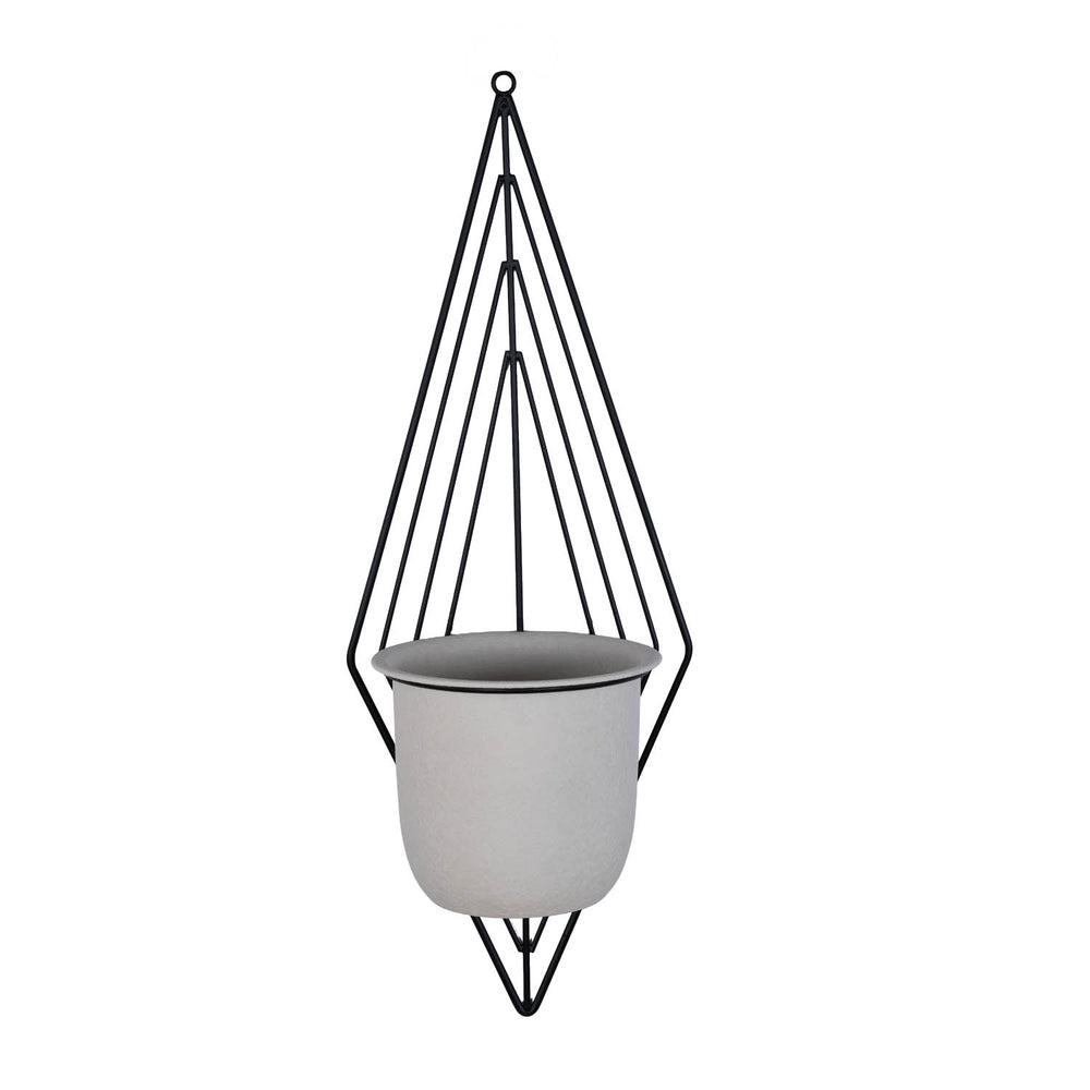 Wall Mountable Metal Planter- Ivory & Black