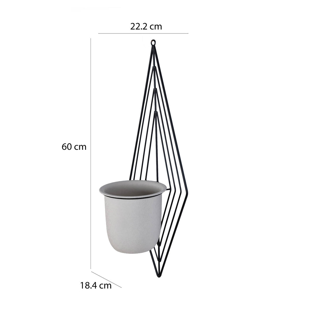 Wall Mountable Metal Planter- Ivory & Black