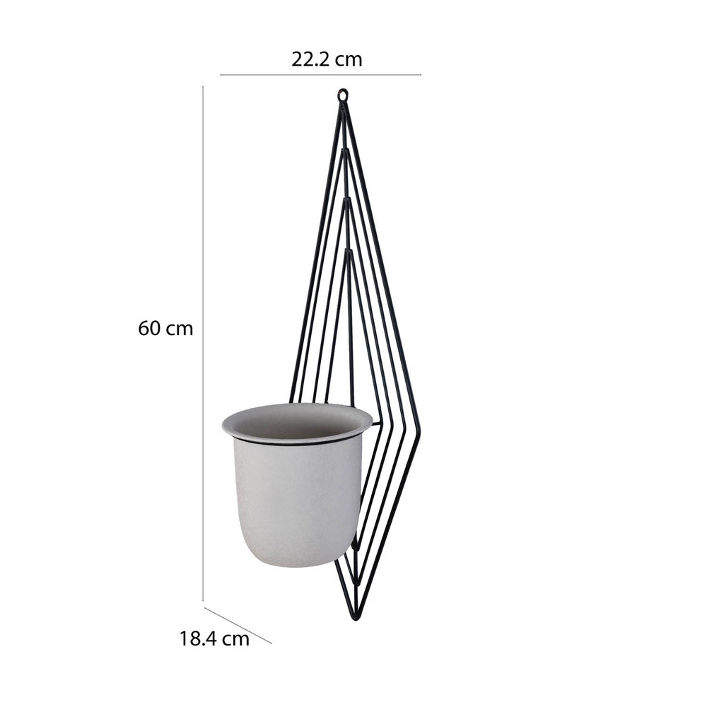 Wall Mountable Metal Planter- Ivory & Black