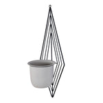 Wall Mountable Metal Planter- Ivory & Black