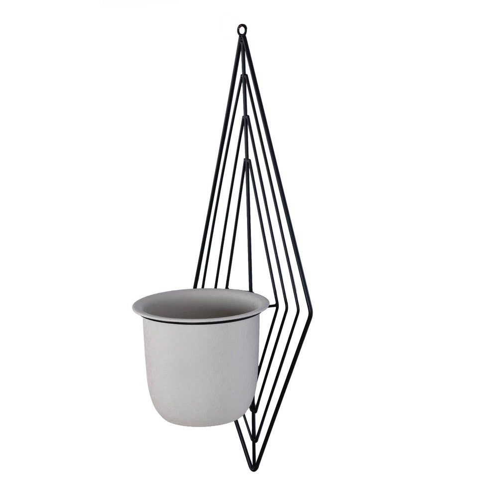 Wall Mountable Metal Planter- Ivory & Black