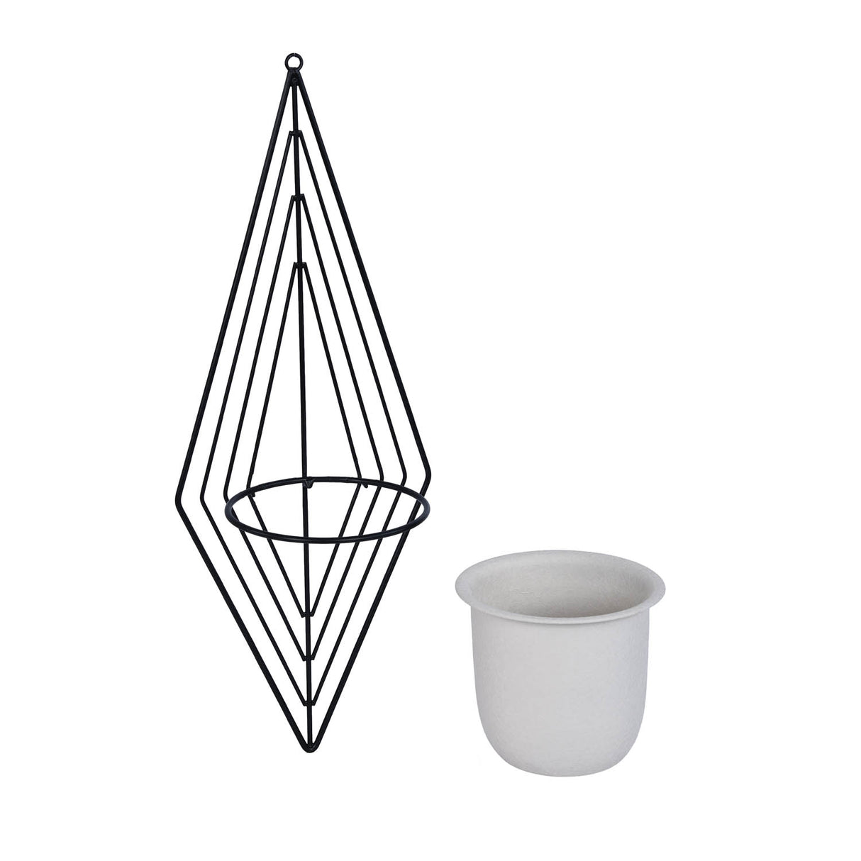 Wall Mountable Metal Planter- Ivory & Black
