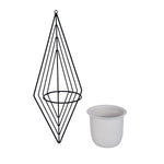 Wall Mountable Metal Planter- Ivory & Black