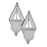 Wall Mountable Metal Duo Planter- Ivory & Black