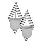 Wall Mountable Metal Duo Planter- Ivory & Black