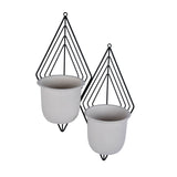Wall Mountable Metal Duo Planter- Ivory & Black