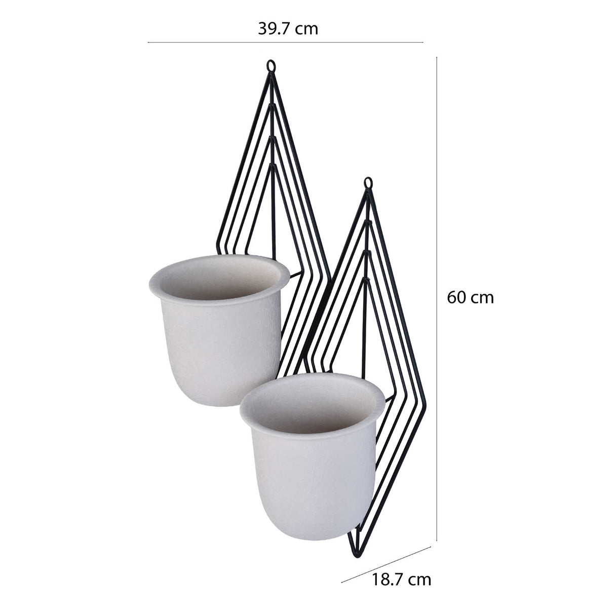 Wall Mountable Metal Duo Planter- Ivory & Black