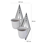 Wall Mountable Metal Duo Planter- Ivory & Black