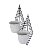 Wall Mountable Metal Duo Planter- Ivory & Black