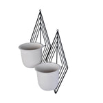 Wall Mountable Metal Duo Planter- Ivory & Black