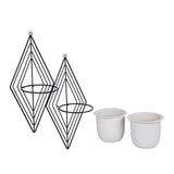 Wall Mountable Metal Duo Planter- Ivory & Black