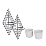 Wall Mountable Metal Duo Planter- Ivory & Black