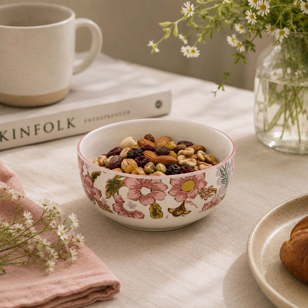 Floral Serving Bowl- Small, Pink