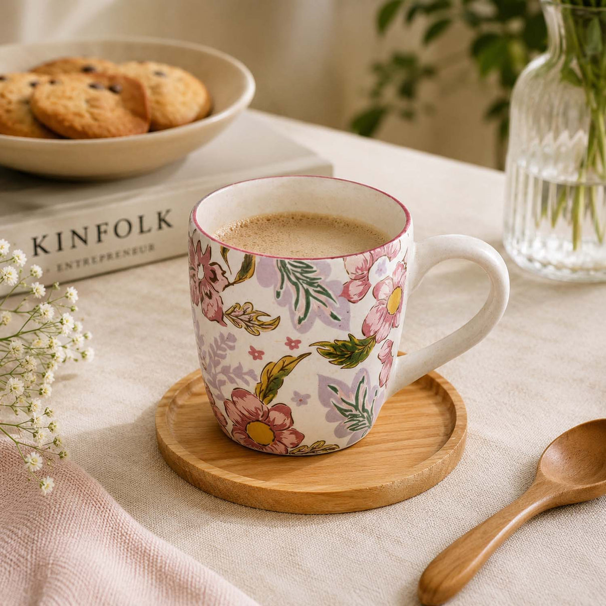 Floral Coffee Mug- Pink