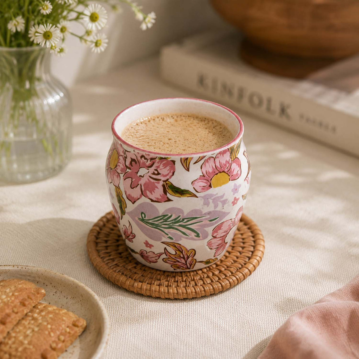 Floral Kulhad Mug- Pink