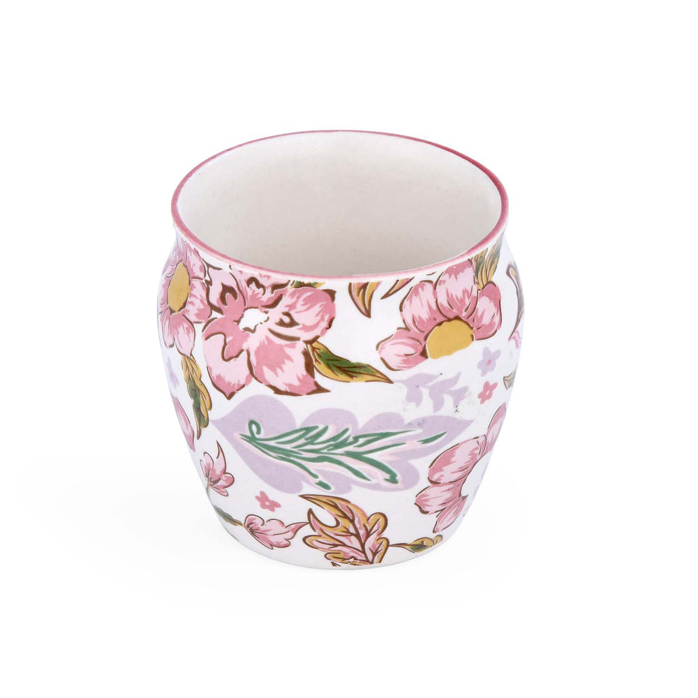 Floral Kulhad Mug- Pink